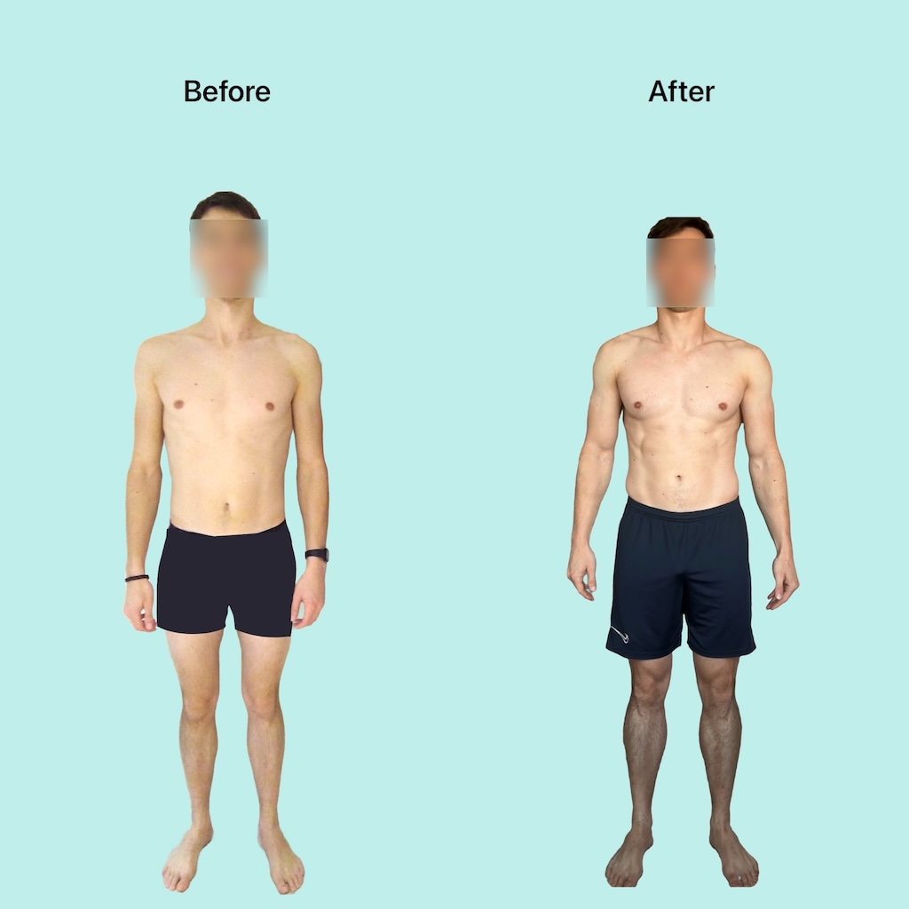 Before and after progress photo